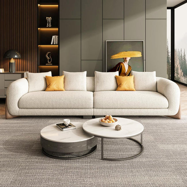 Fleece Elegant Sofa Walnut Curved Leg