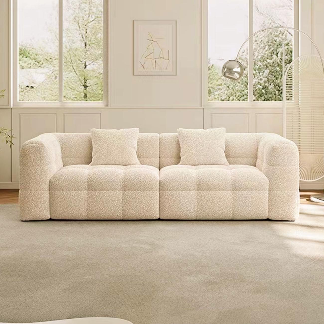Marshmallow Fleece Block L-Shape Sofa