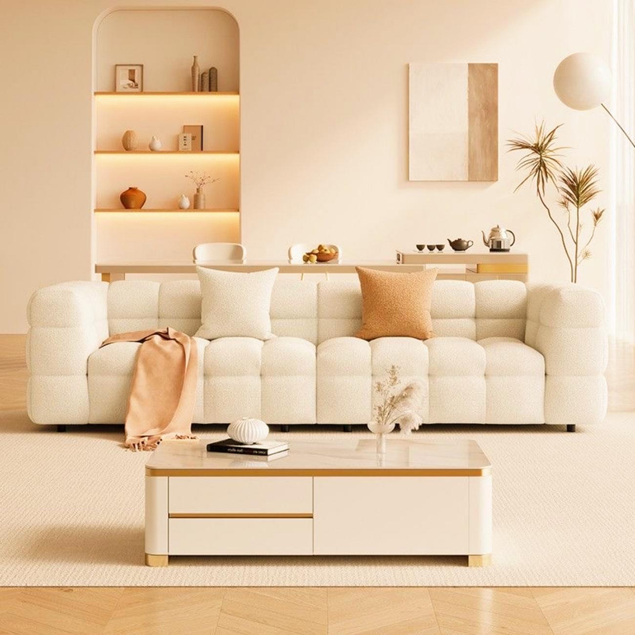 Marshmallow Fleece Block L-Shape Sofa