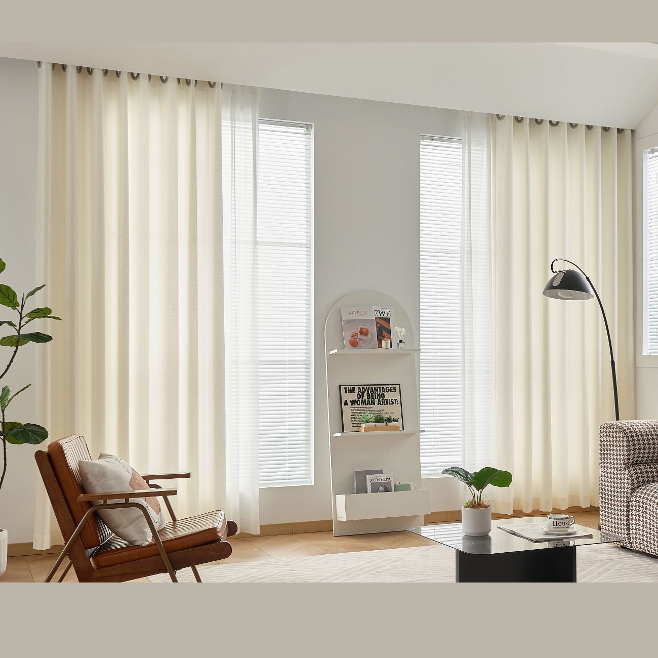 Somuch Living Beige Silk-Like Sheer Curtains Jacquard Texture Eyelet Bengaluru