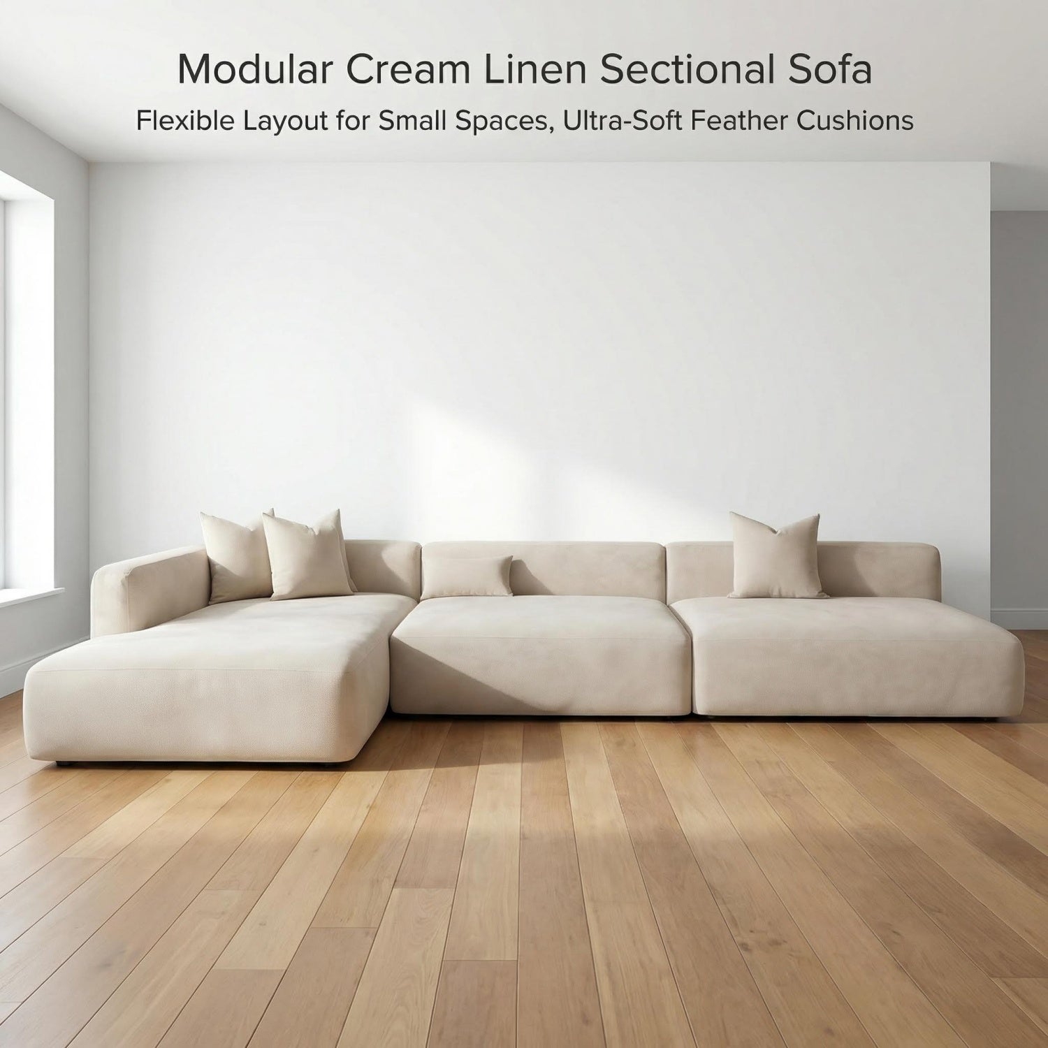Milano Beige Cloud L-Shape Corner Sectional Sofa