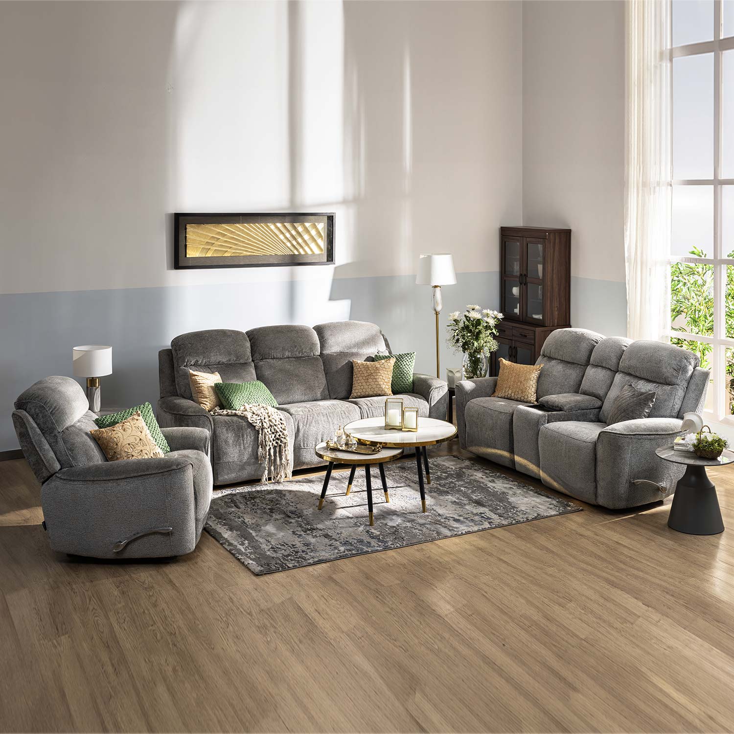 Favian 1 Seater Rocker Recliner Sofa- Grey Alt View 15