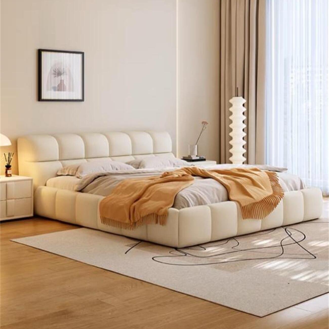 Nuvola Tufted Leather Modern Bed For Bedroom