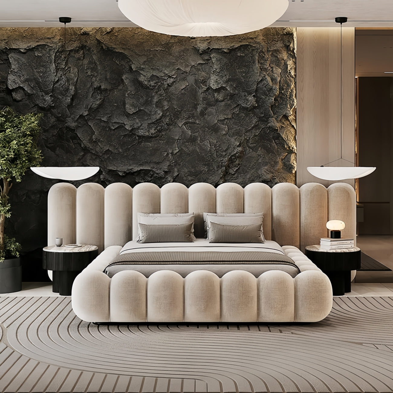 Sherpa Bed Frame Petal Cylinder Headboard