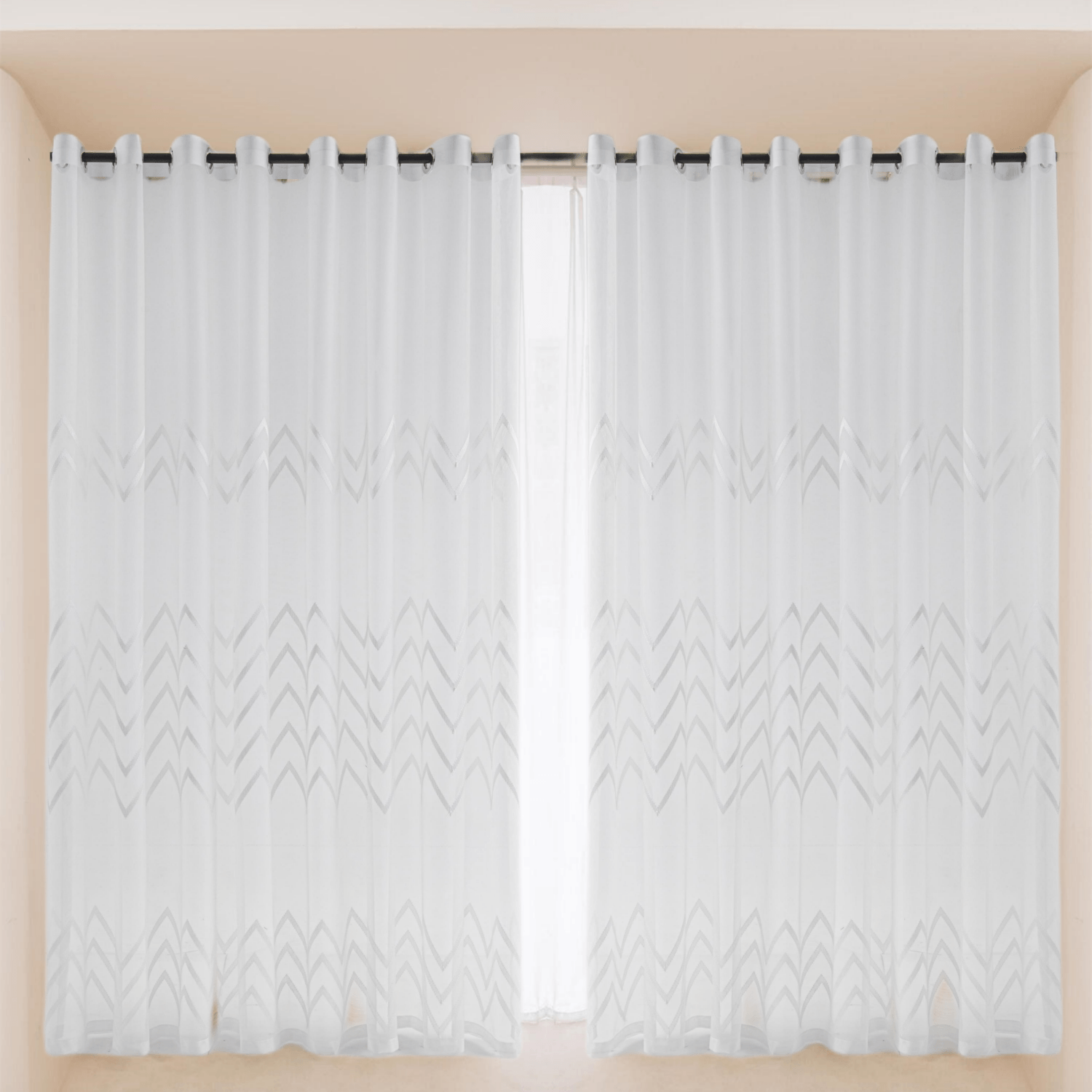 White Grey Arrow Geometric Sheer Curtains Rod Pocket 2 Colors Bengaluru