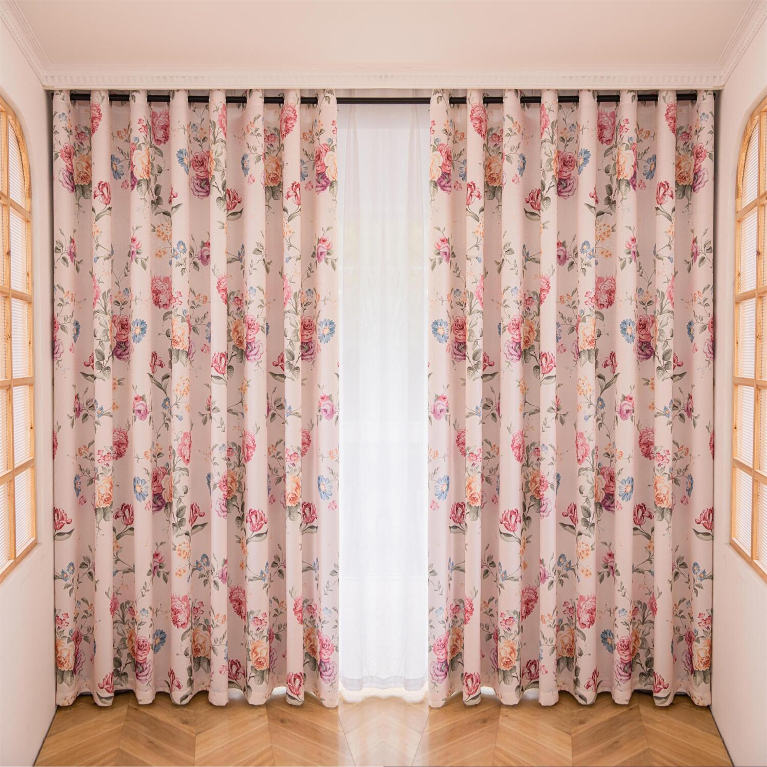 Pink Floral 60% Blackout Curtains Eyelet Grommet Bedroom Bengaluru