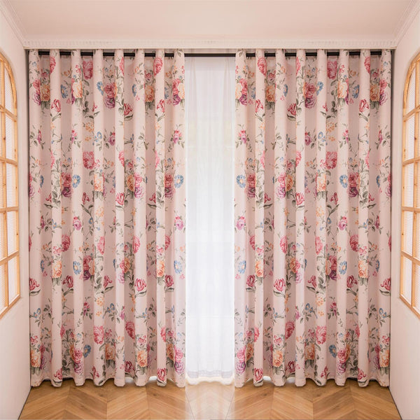 Cloud Weave Floral Eyelet Grommet Blackout Curtains