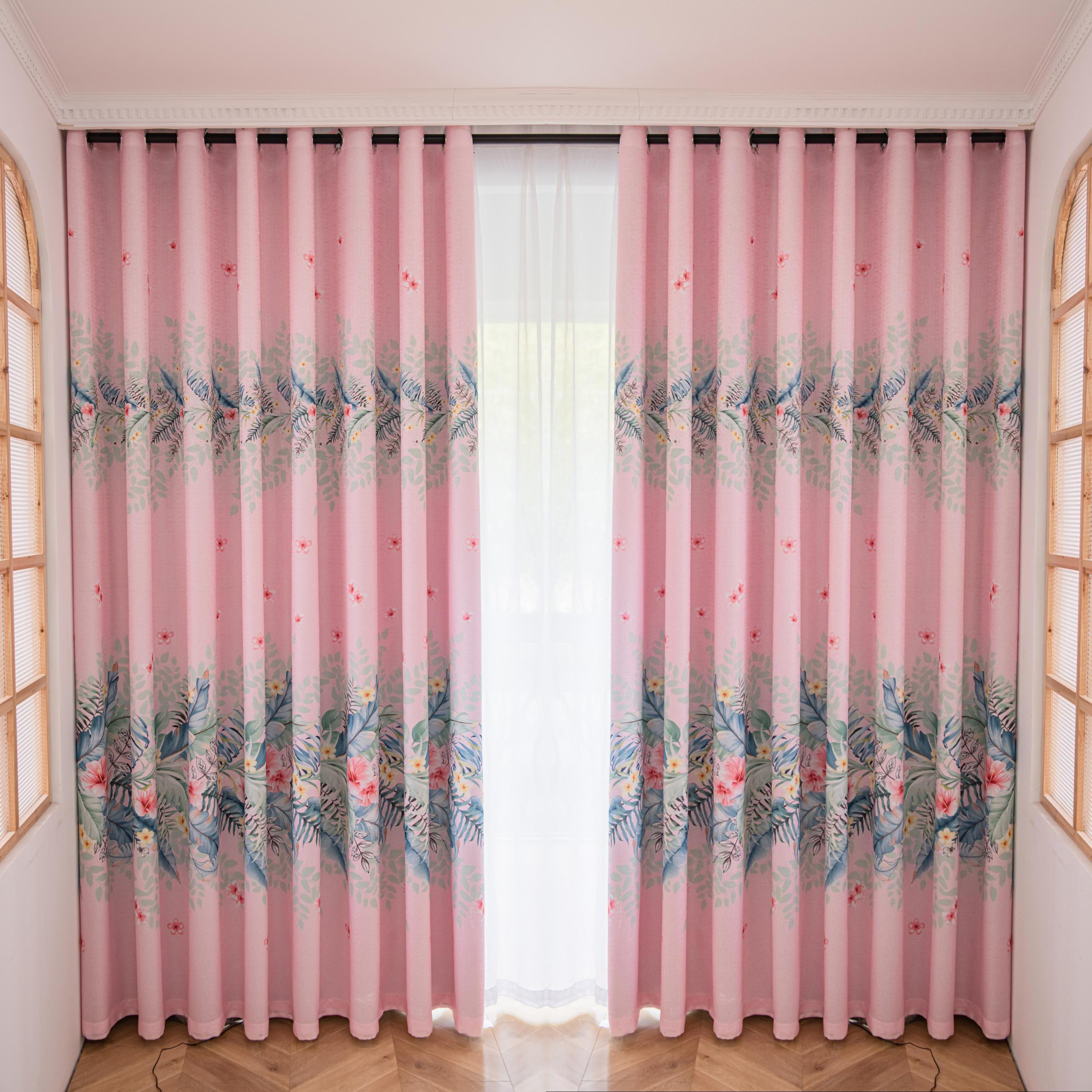 Pink Blue Floral 60% Blackout Curtains Eyelet Grommet Bedroom Bengaluru