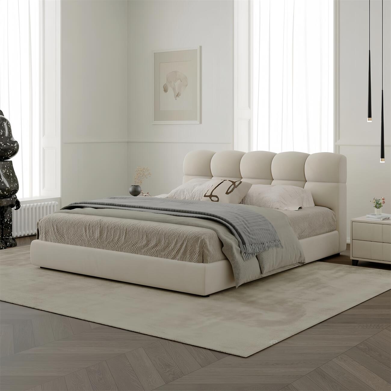 Modern Fleece Bed Frame for Bedroom