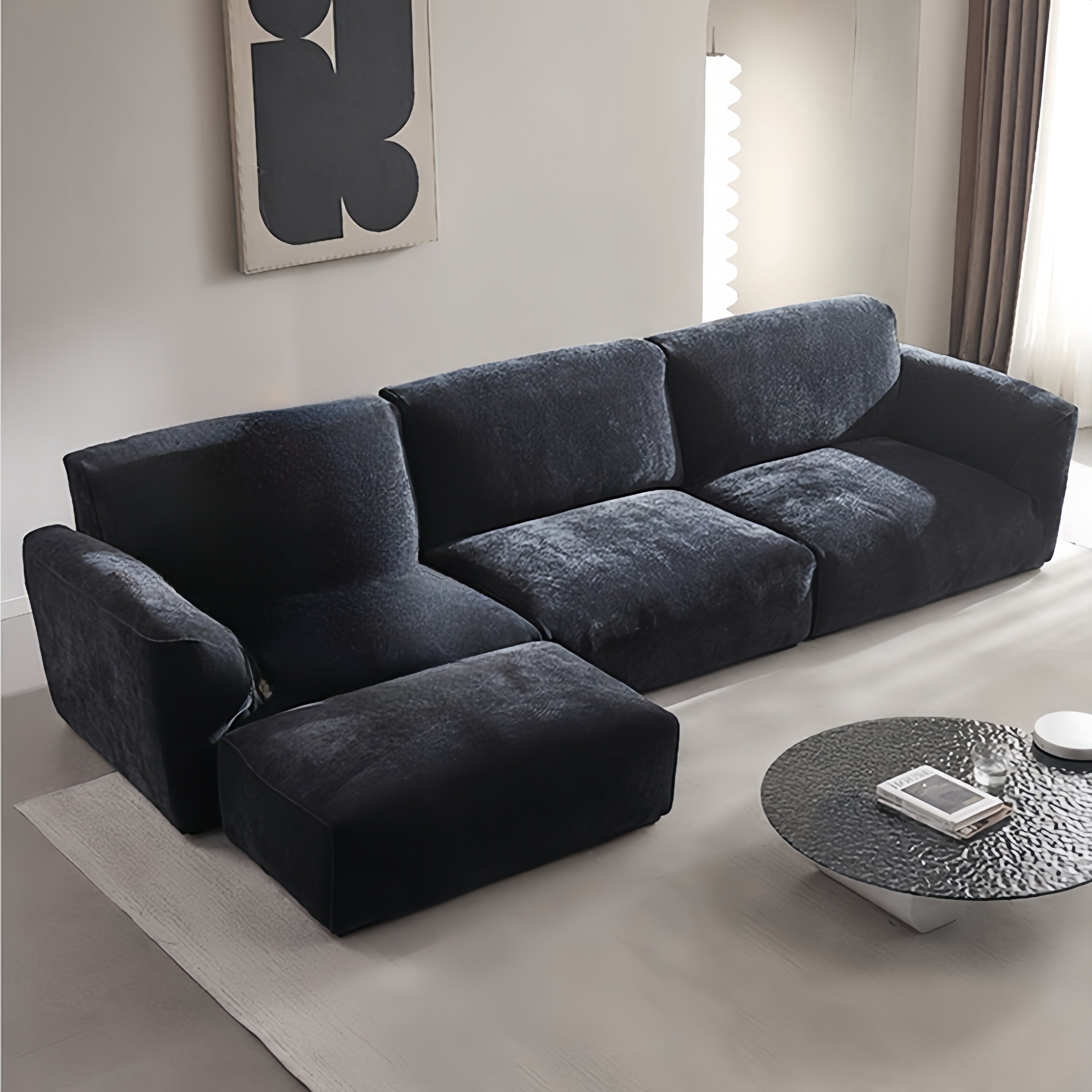 Cloud Fleece Sofa & Footstool for Living Room