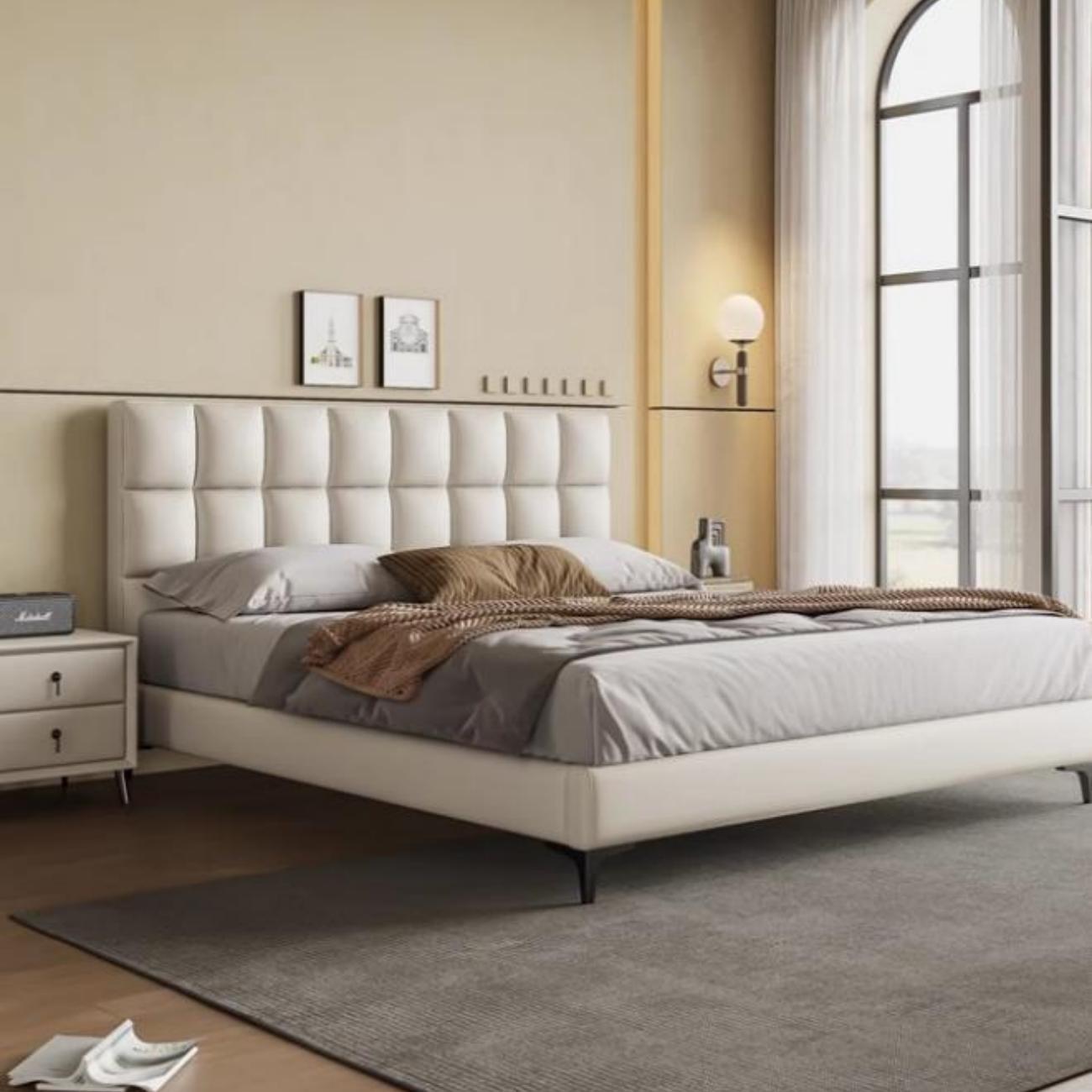 Geometric Tufted Premium Upholstered Bed For Bedroom