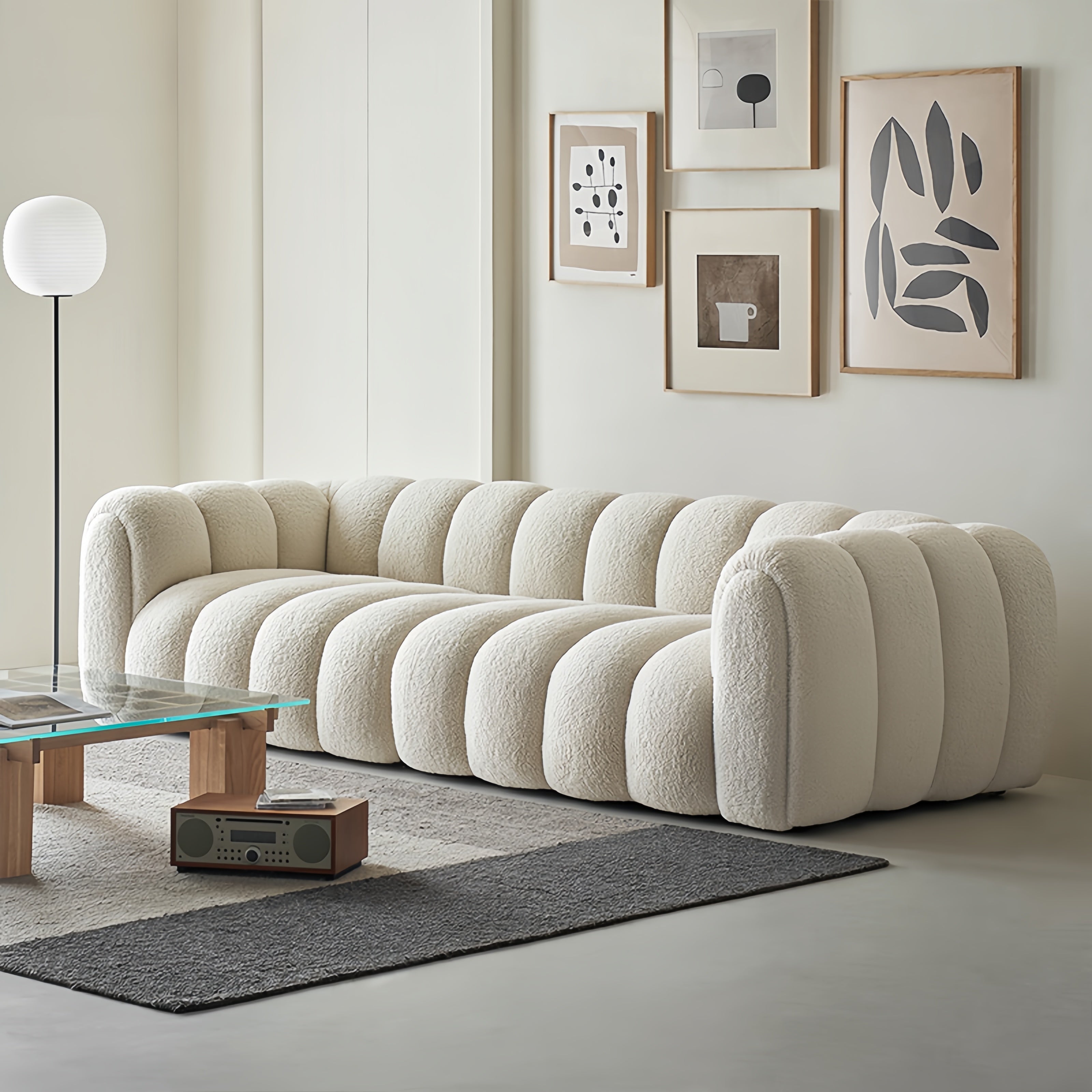 Fleece Modern Sofa Set for Living Room