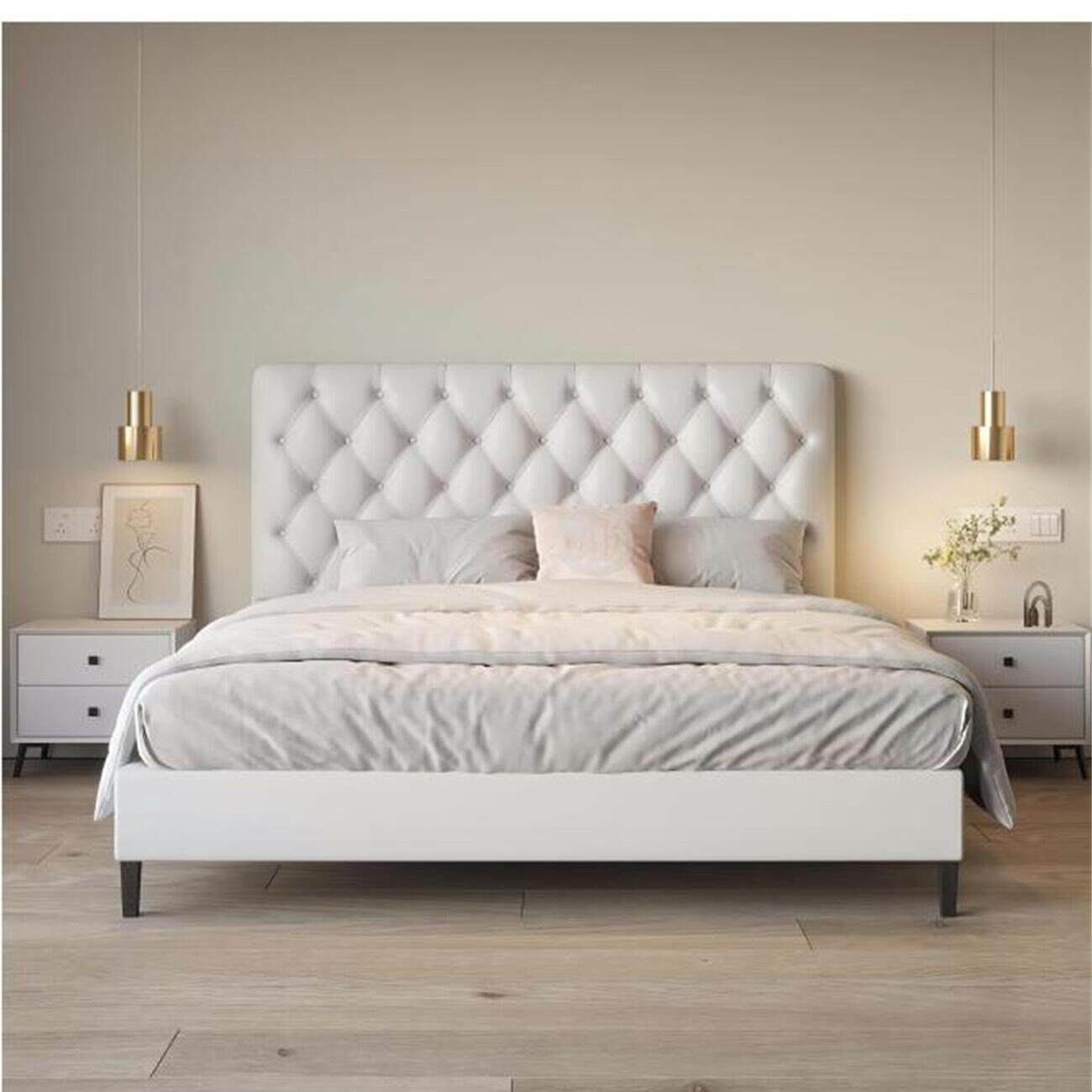 Sherpa Fleece Storage Bed Frame Off-White for Bedroom