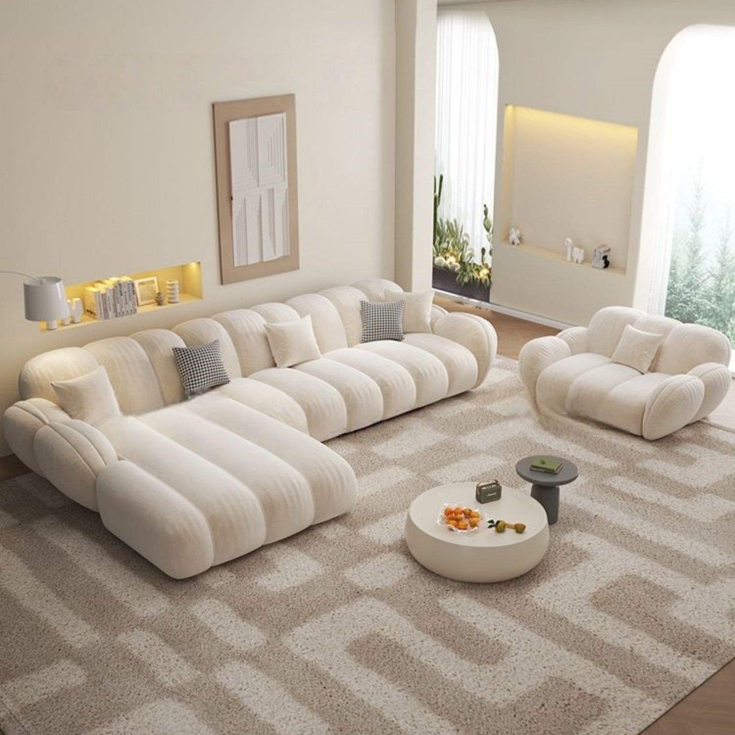 Bellagio Lounge Cloud Extended L-Shape Sofa for Living Room