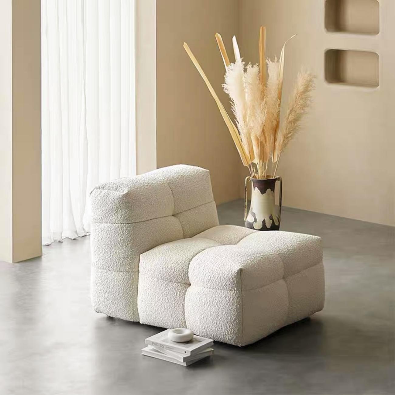 Fleece Sofa Modular Square Design with Footstool