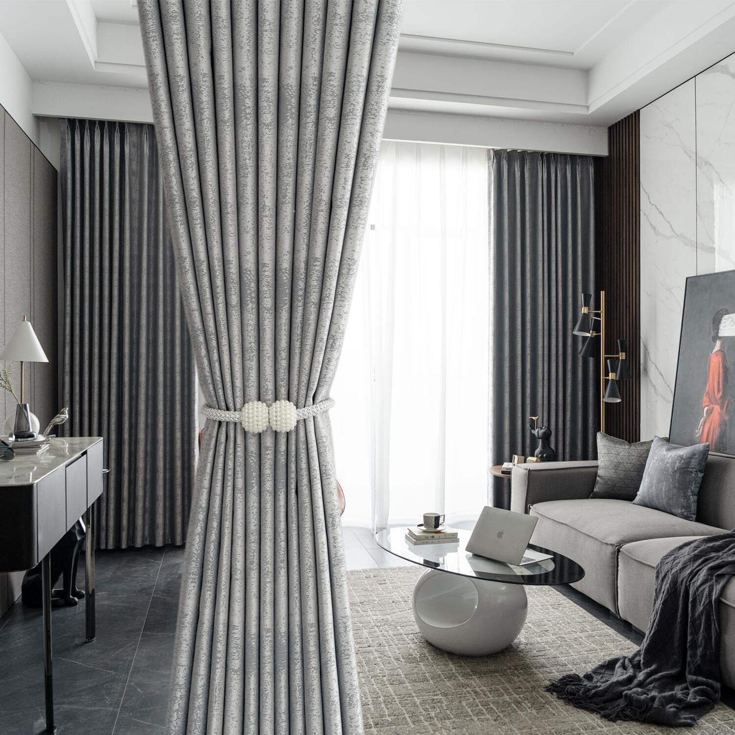 Somuch Living Grey 100% Blackout Curtains Speckled Texture Eyelet 6 Colors Bengaluru