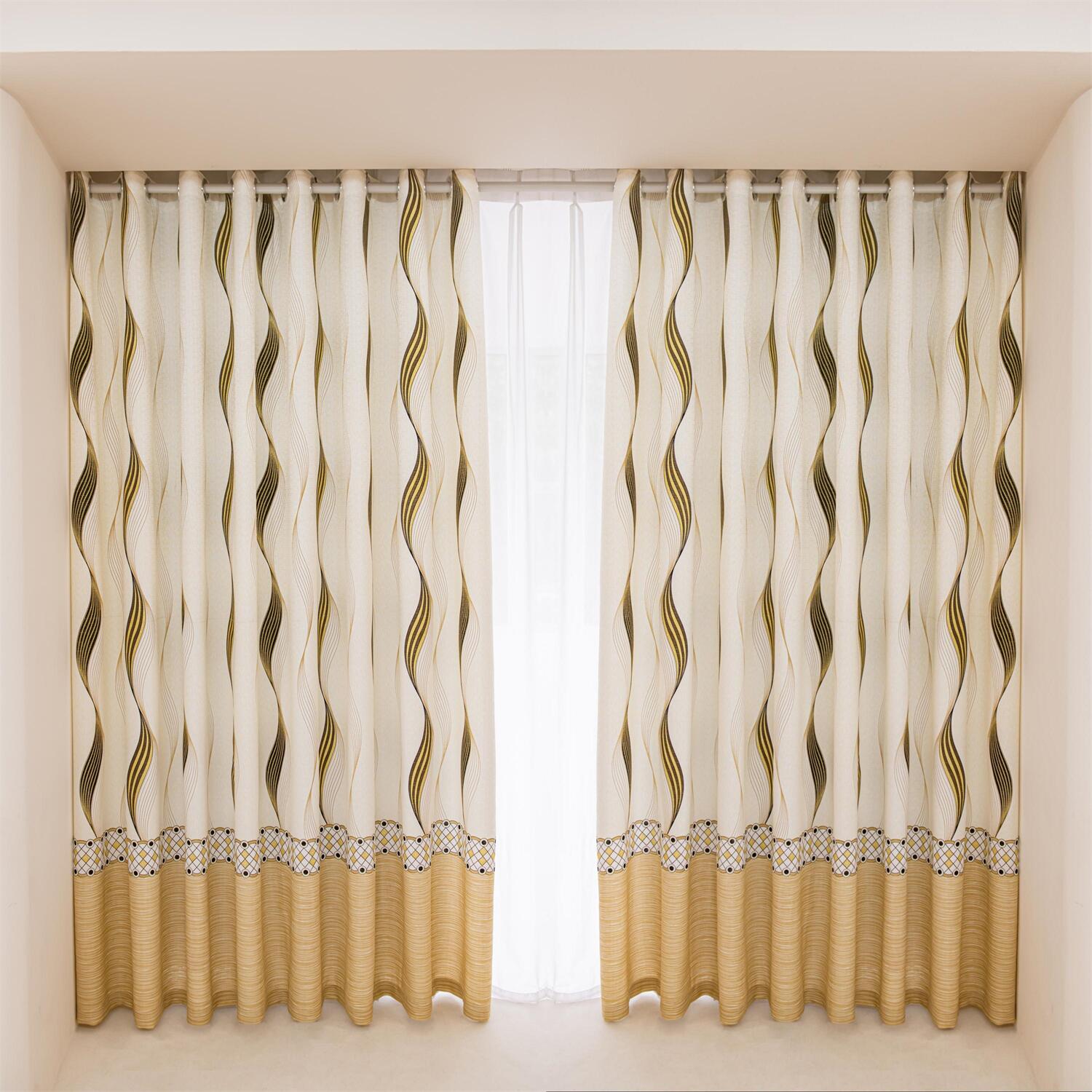Somuch Living Beige Wave Pattern 60% Blackout Curtains Eyelet Bedroom Bengaluru