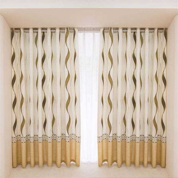 Elite Drapery Blackout Wave Pattern Eyelet Curtains