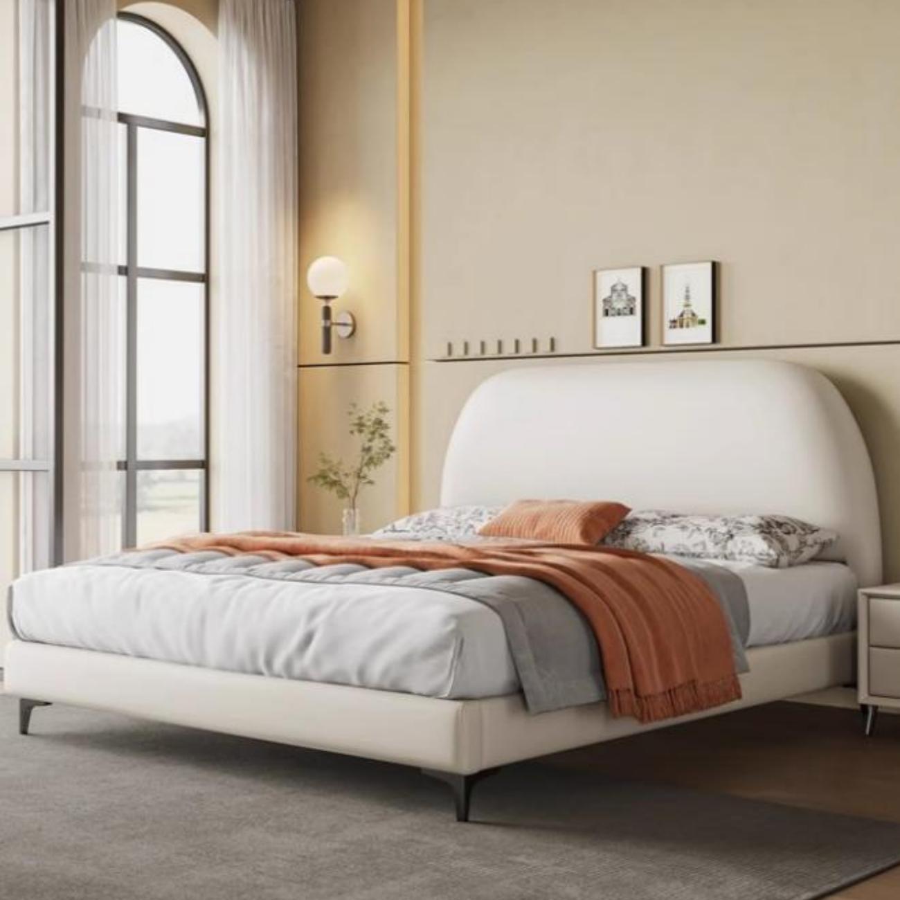 Luna Curved Arc Headboard Design Upholstered Bed
