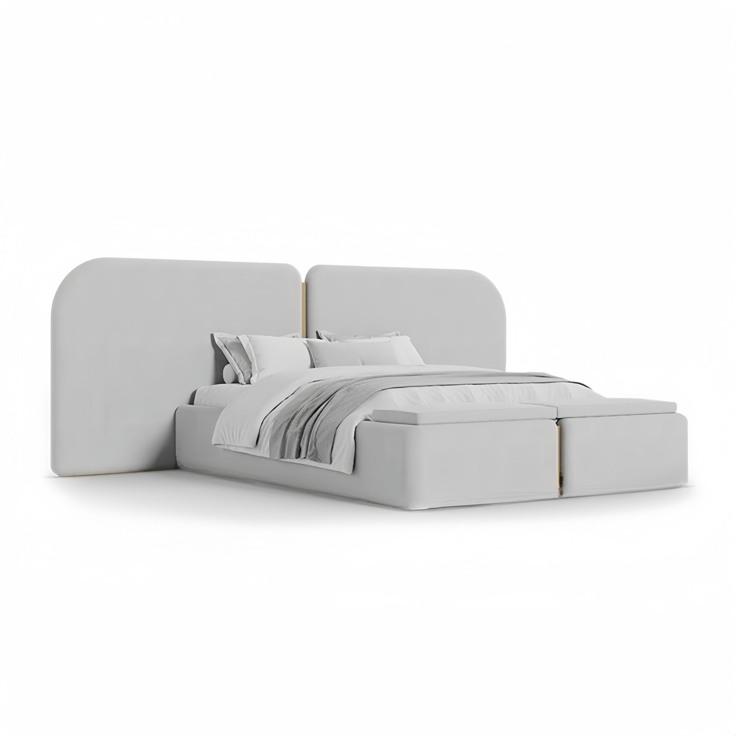 Premium Fleece Bed Frame Beige for Bedroom