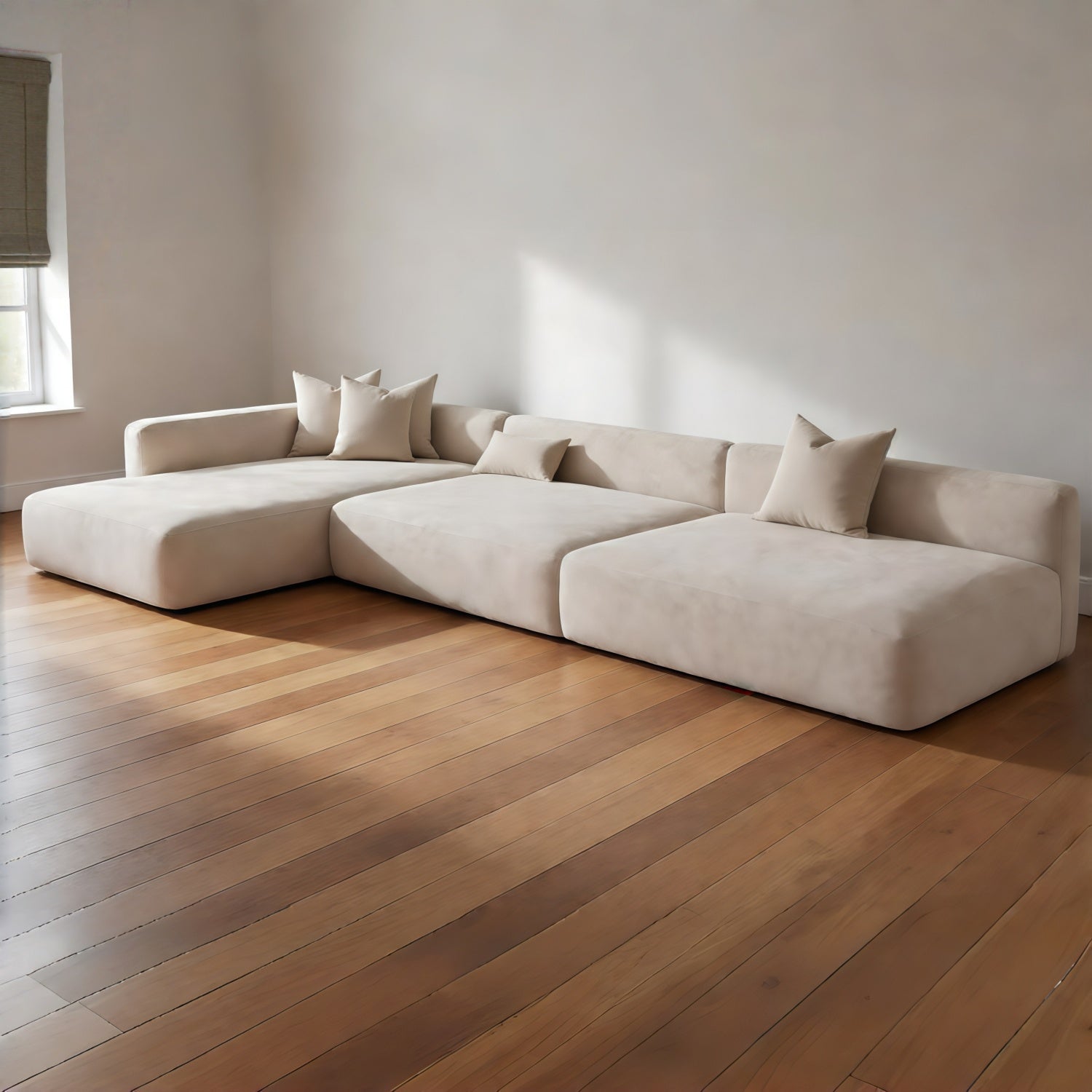 Milano Beige Cloud L-Shape Corner Sectional Sofa