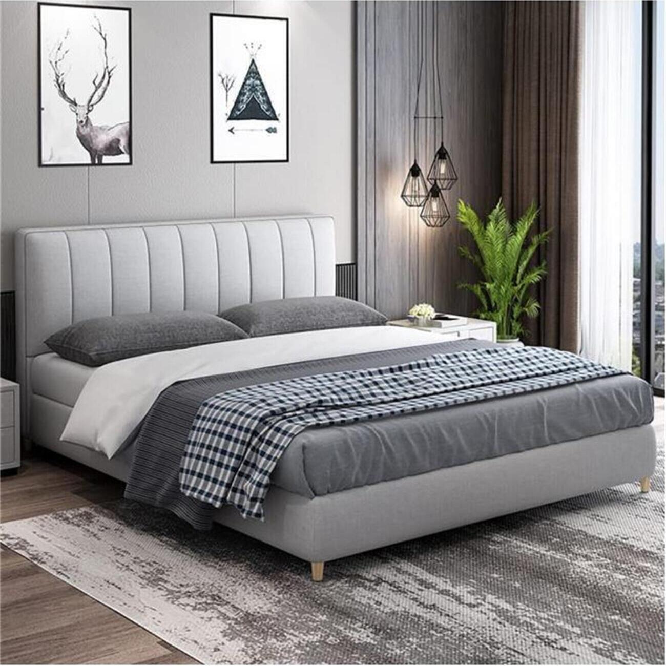 Grey Sherpa Fleece Bed Frame for Bedroom