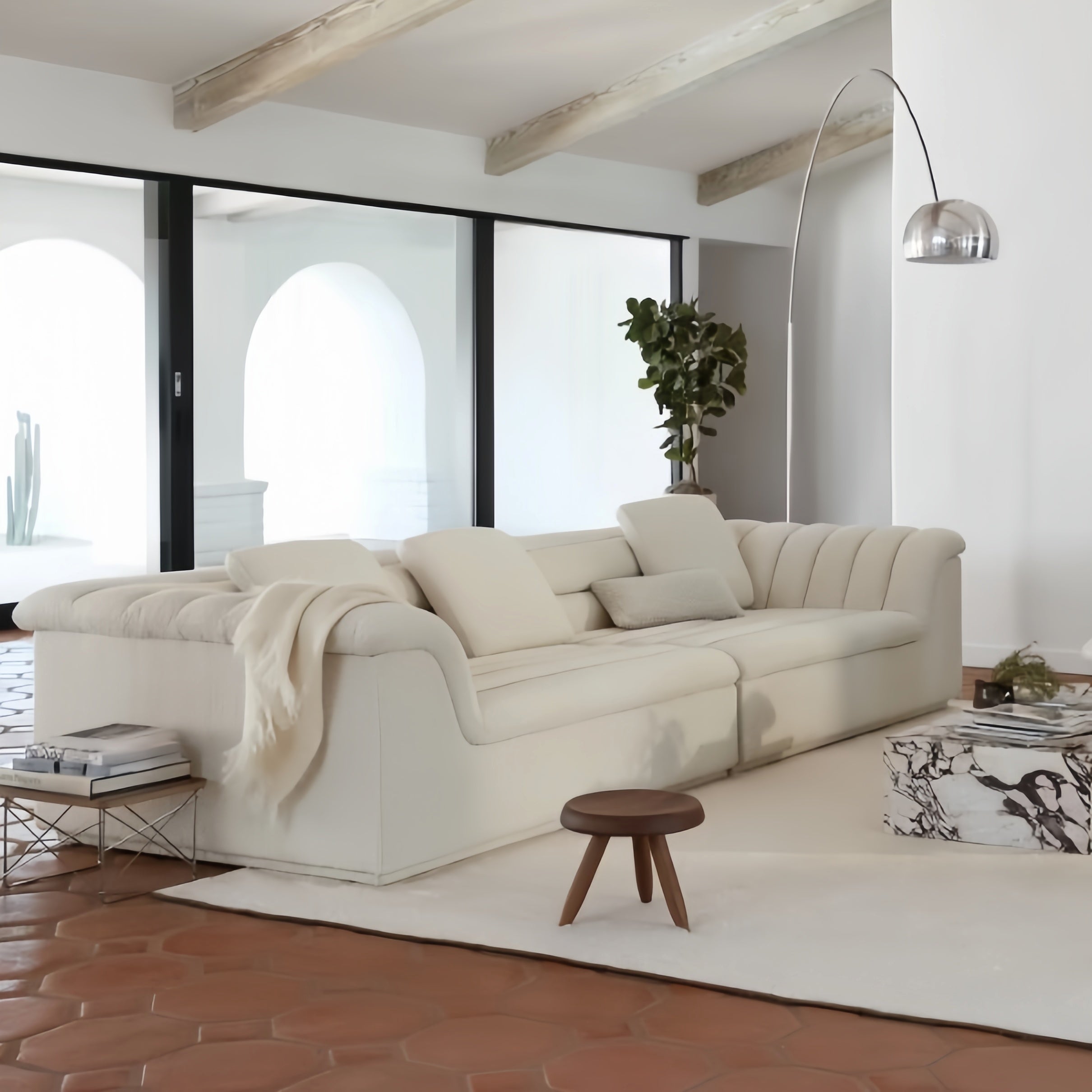 Cloud Fleece Sofa Beige for Living Room