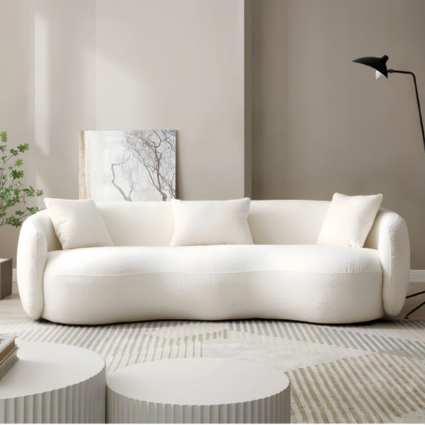 Fleece Beige Three Seater Sofa for Living Room