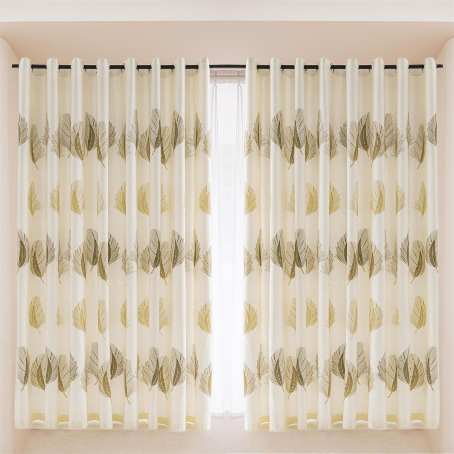 White Leaf Feather 60% Blackout Curtains Eyelet Bedroom Bengaluru
