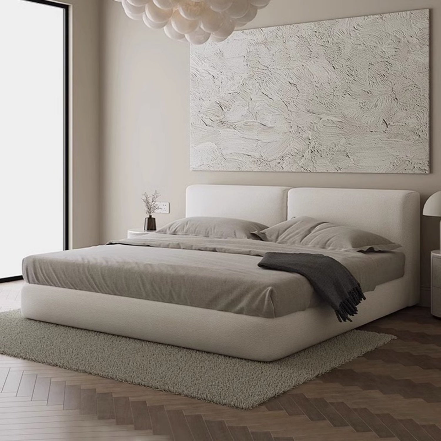 Linen Modern Bed Frame (Queen / King) for Bedroom