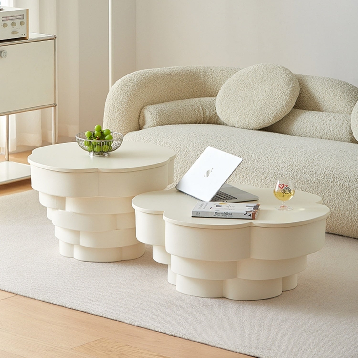 Cream Petal Nesting Coffee Table Set 78cm Round | Custom Made Direct From Manufacturer