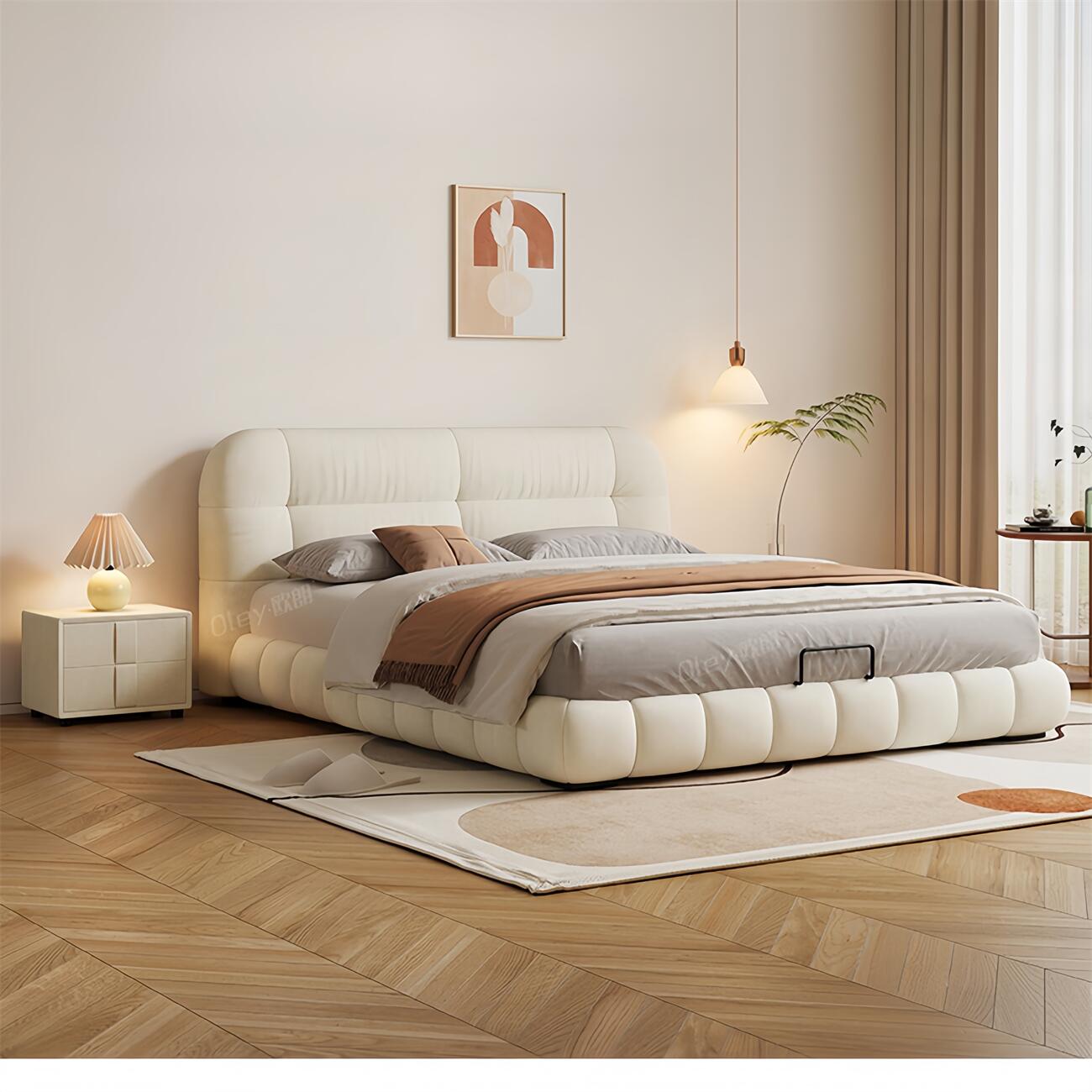 Amore Cream Style Fleece Bed for Bedroom