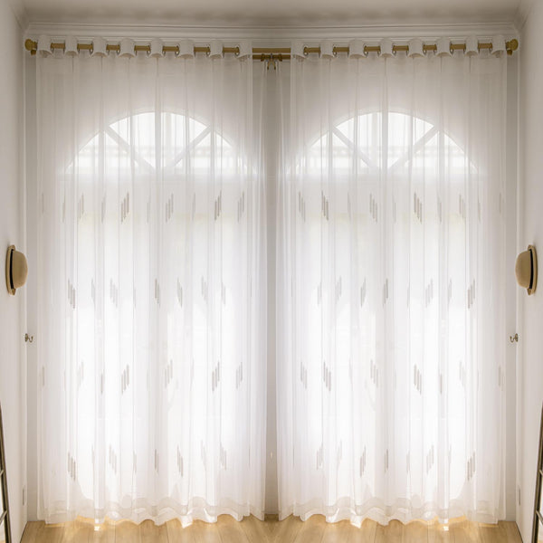 White Wheat Diamond Pattern Sheer Curtains Rod Pocket 2 Styles Bengaluru