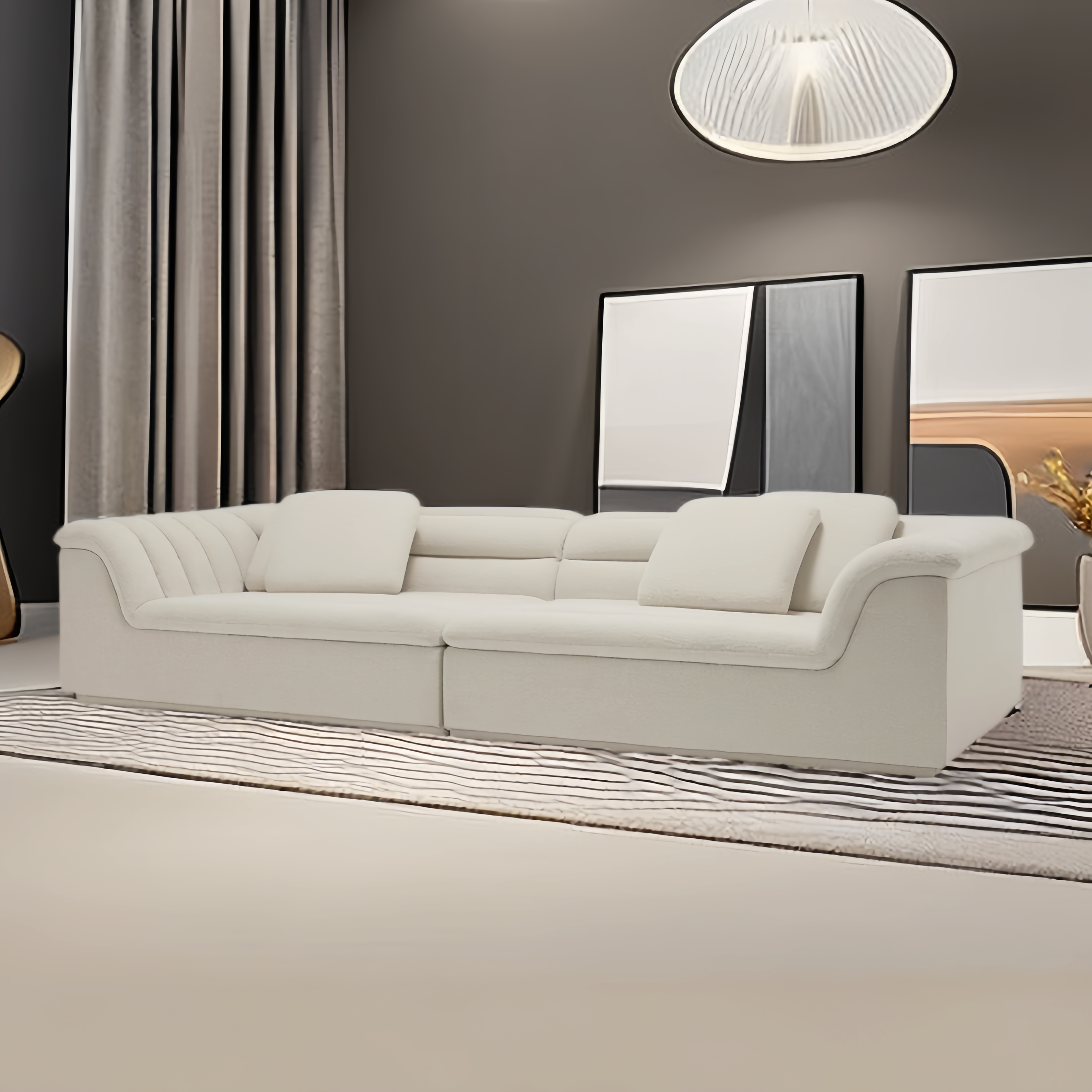 Cloud Fleece Sofa Beige for Living Room