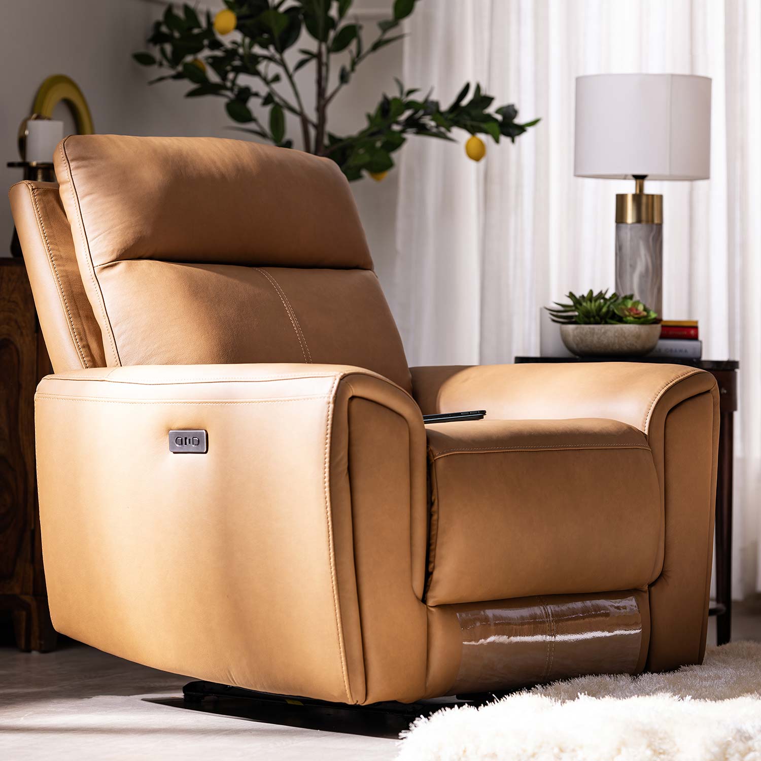 Venosa 1 Seater Electric Recliner Sofa- Tan Alt View 15