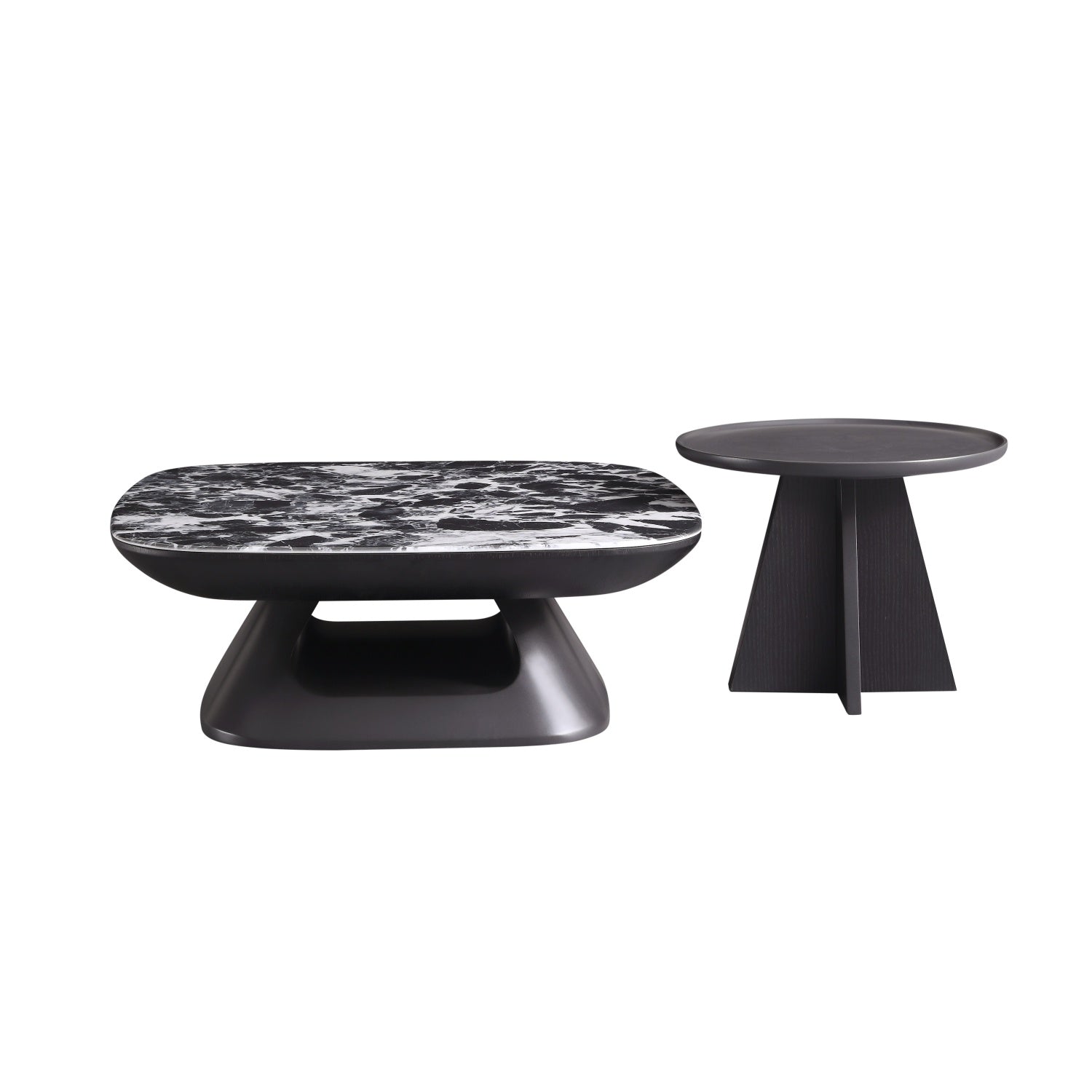 Marble Top Plastic Base Coffee Table Dual Set | Custom Made Direct From Manufacturer