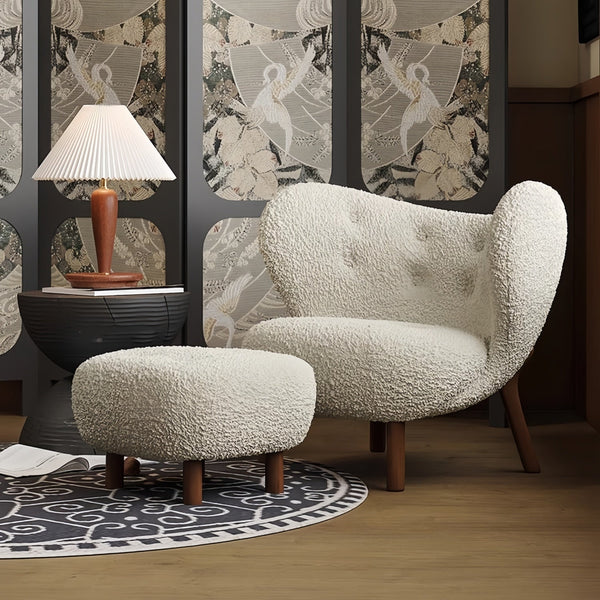 Beige Fabric Accent Chair Wood Armrests Modern Lounge