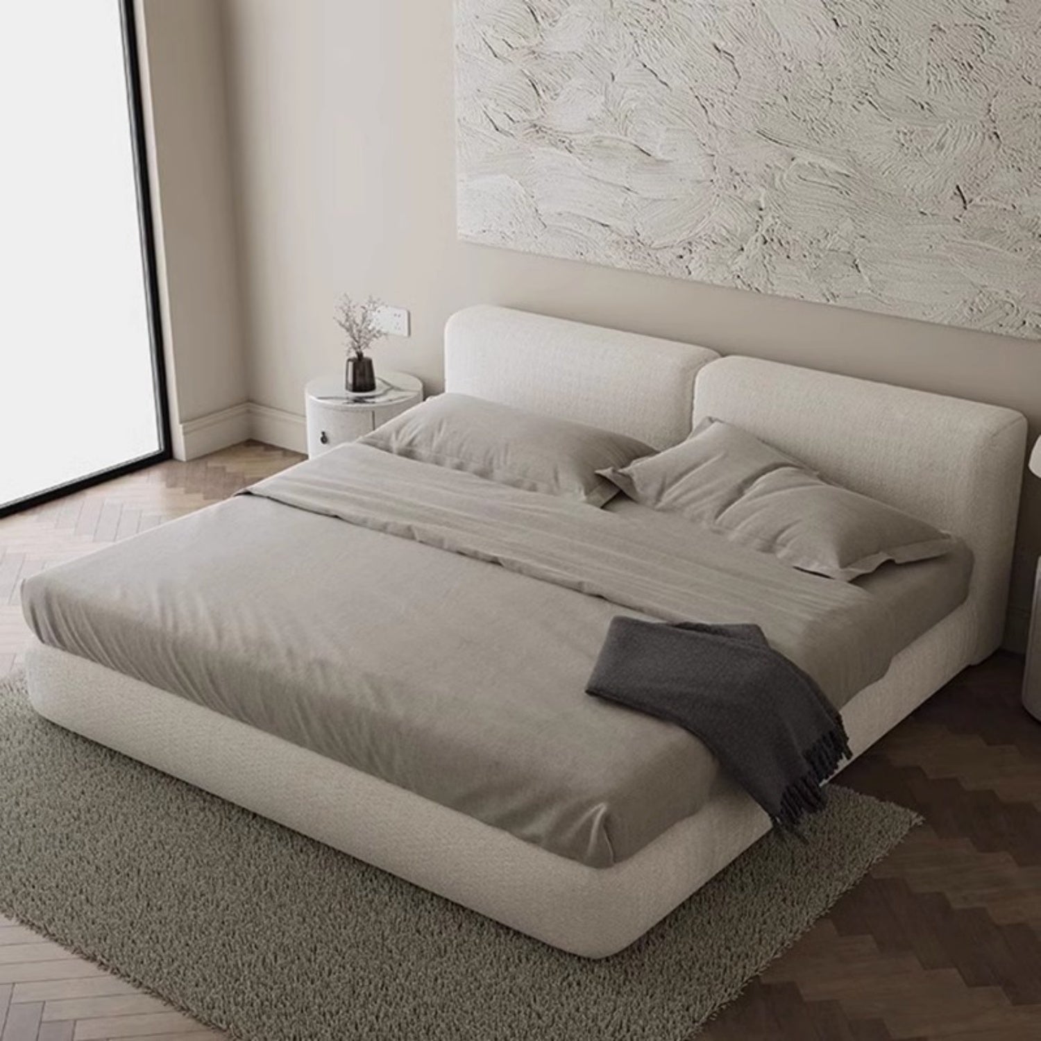 Linen Modern Bed Frame (Queen / King) for Bedroom