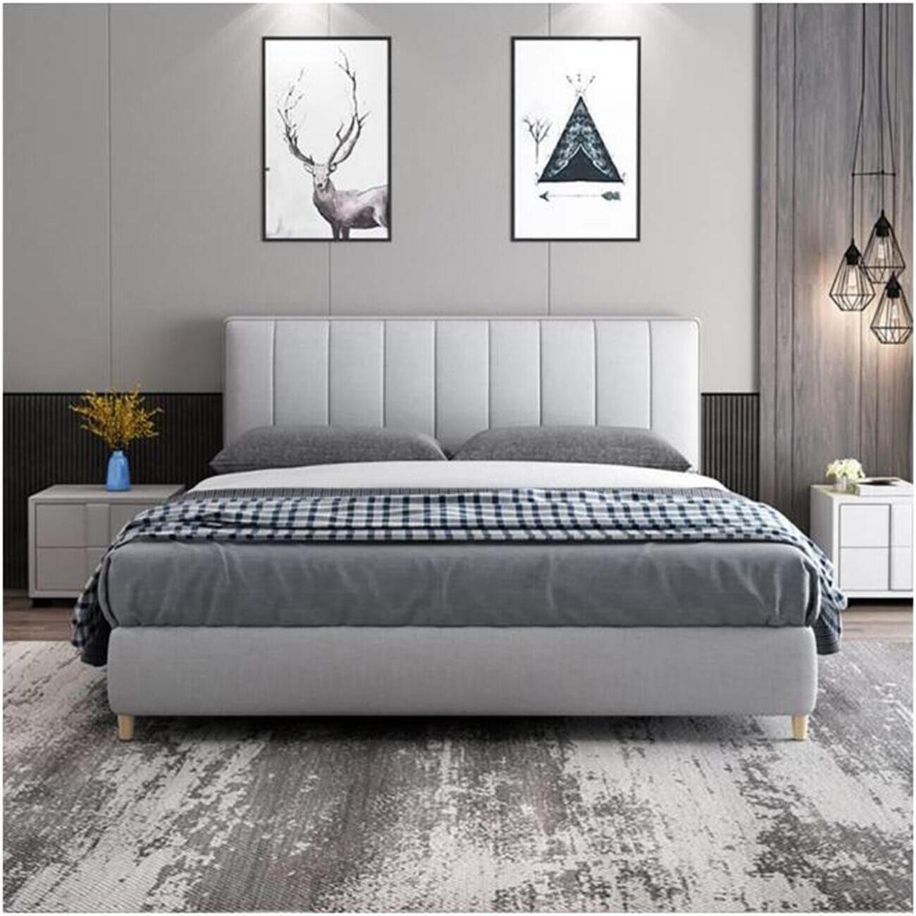 Grey Sherpa Fleece Bed Frame for Bedroom