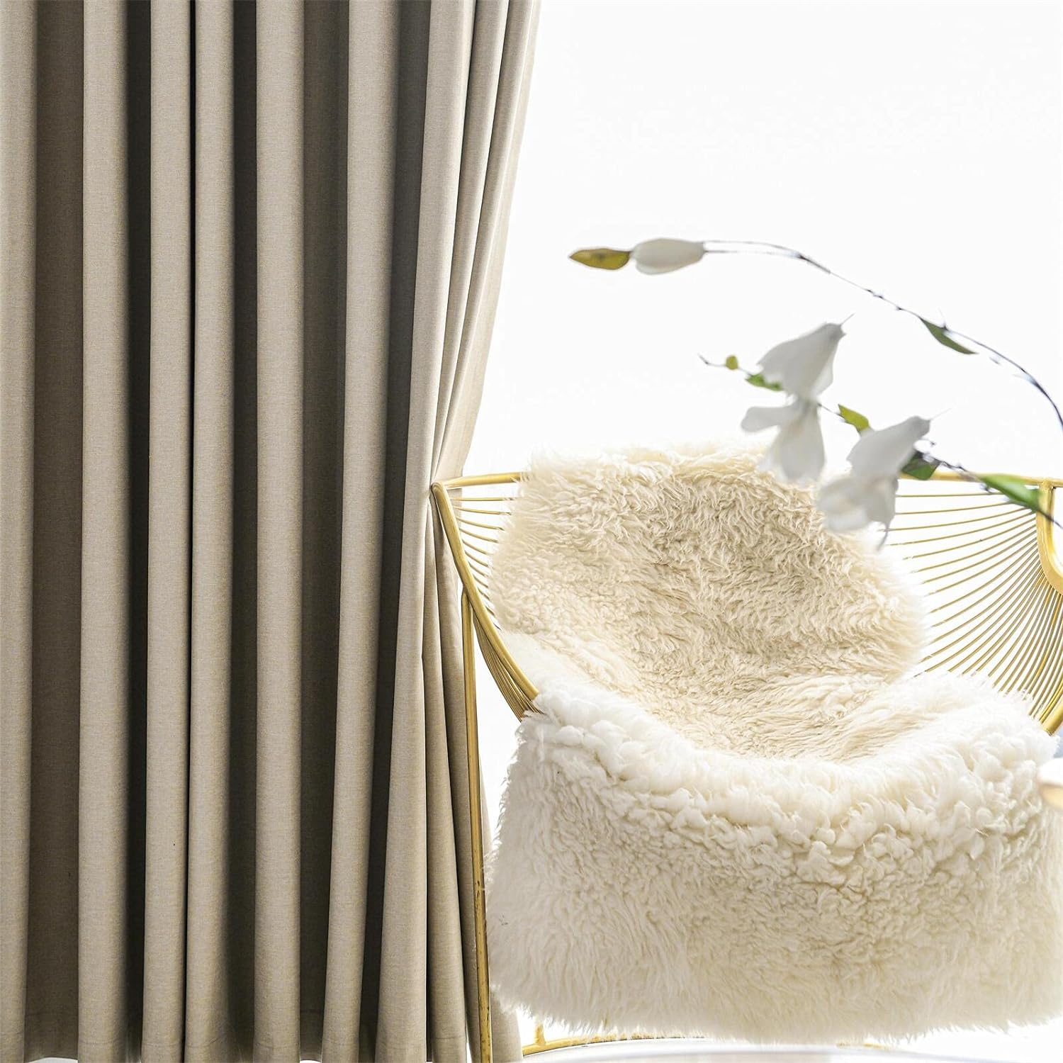 Somuch Living Beige Grey 100% Blackout Curtains Eyelet Grommet 3 Colors Bengaluru