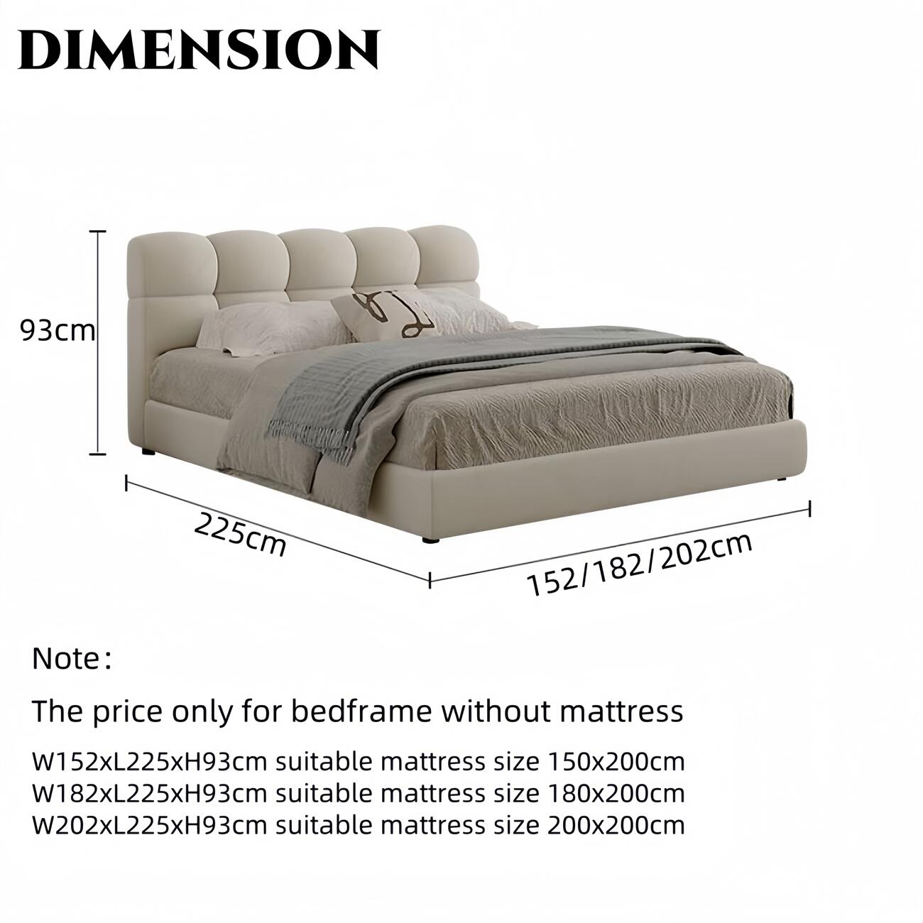 Modern Fleece Bed Frame for Bedroom