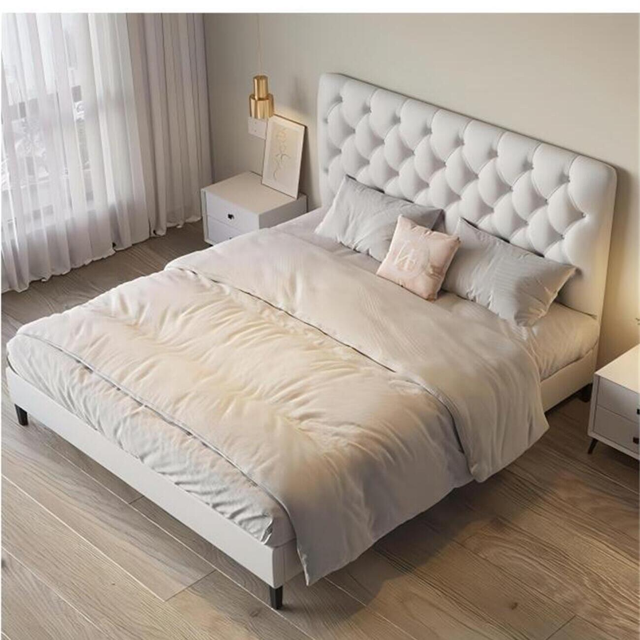 Sherpa Fleece Storage Bed Frame Off-White for Bedroom