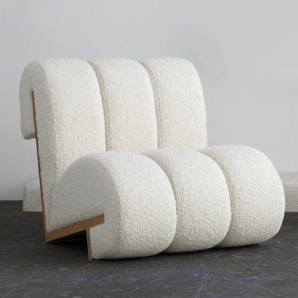 Sherpa Wood Frame Lounge Chair Cream Cozy Luxury for Bengaluru homes | Somuch Living