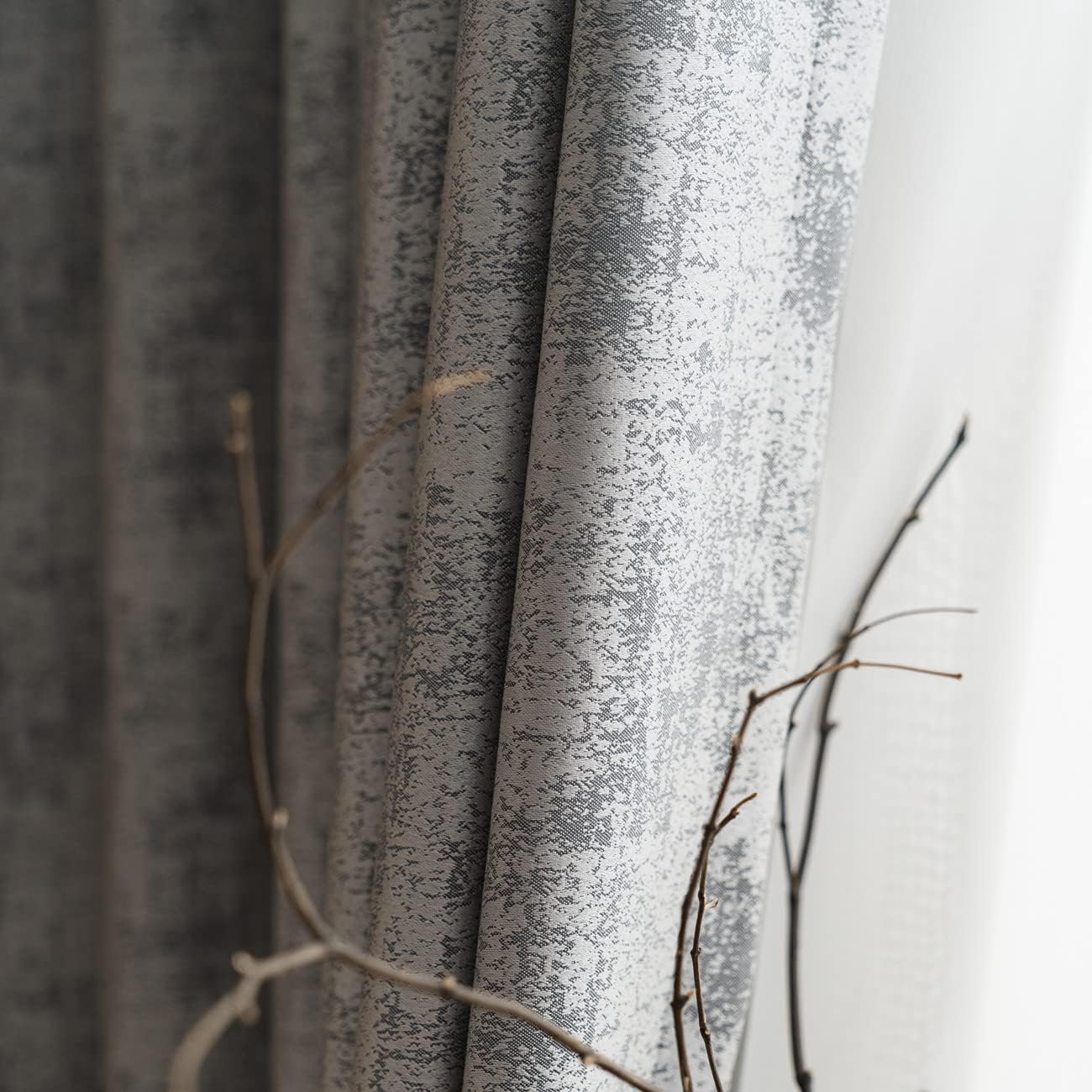 Somuch Living Grey 100% Blackout Curtains Speckled Texture Eyelet 6 Colors Bengaluru