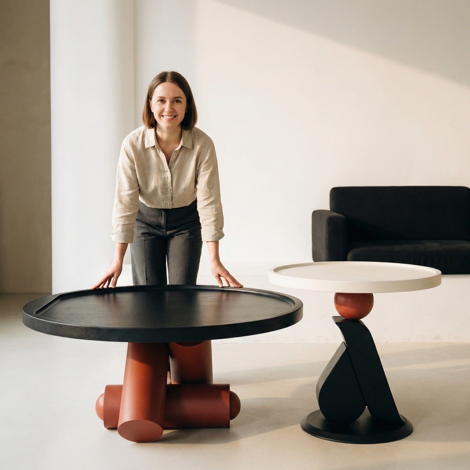Black White & Red Art Design 2-Piece Coffee Table Set