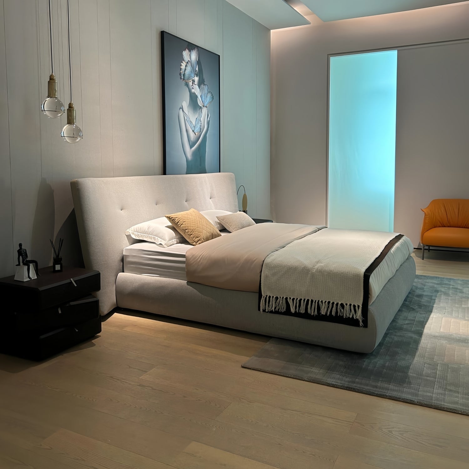 Luxurious Sherpa Fleece Bed Frame Beige for Bedroom