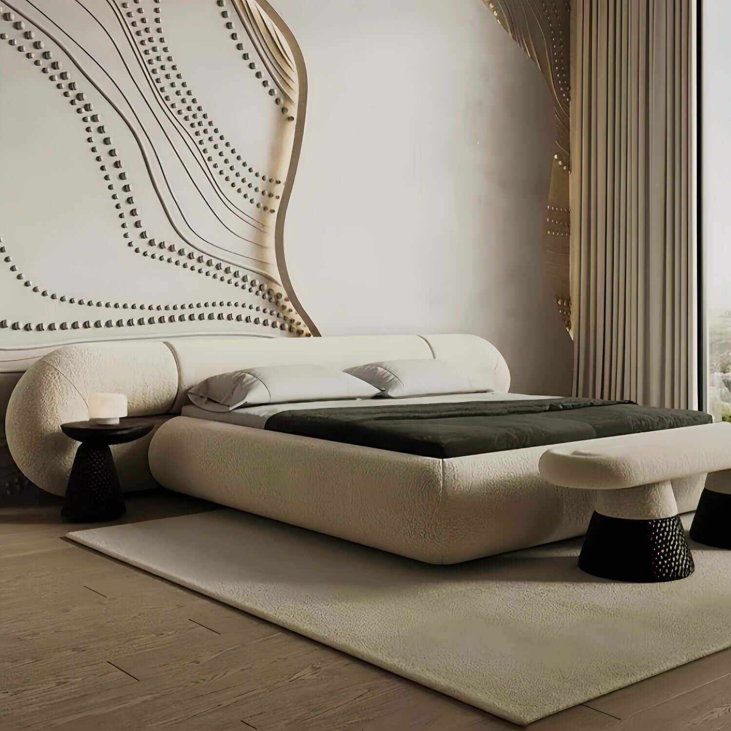 Modern Sherpa Fleece Bed Frame for Bedroom