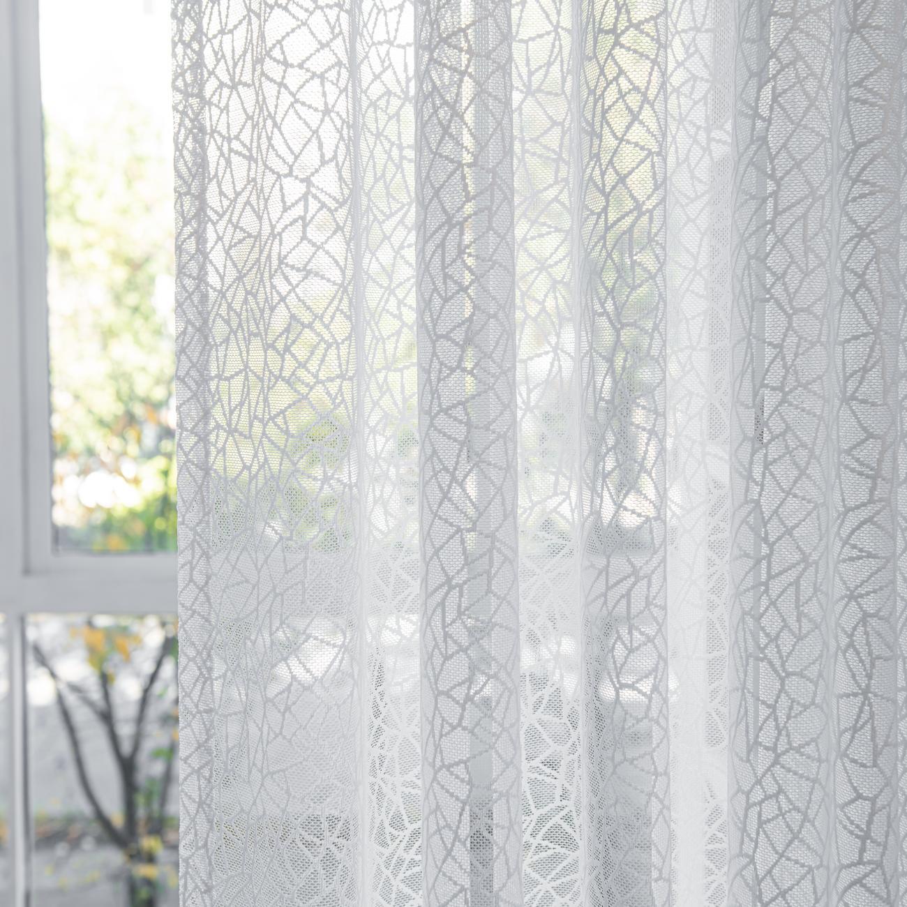 White Geometric Mesh Sheer Curtains Rod Pocket 2 Colors Bengaluru