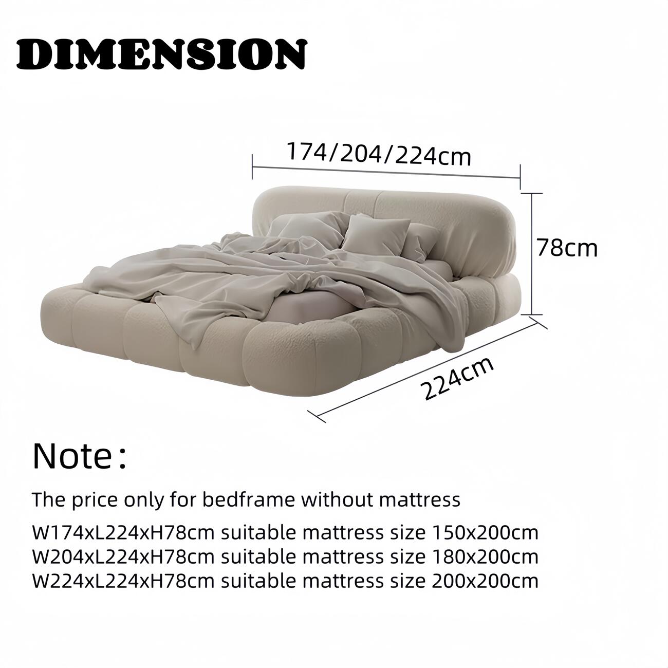 Italian Minimalist Fleece Storage Bed Puff Headboard