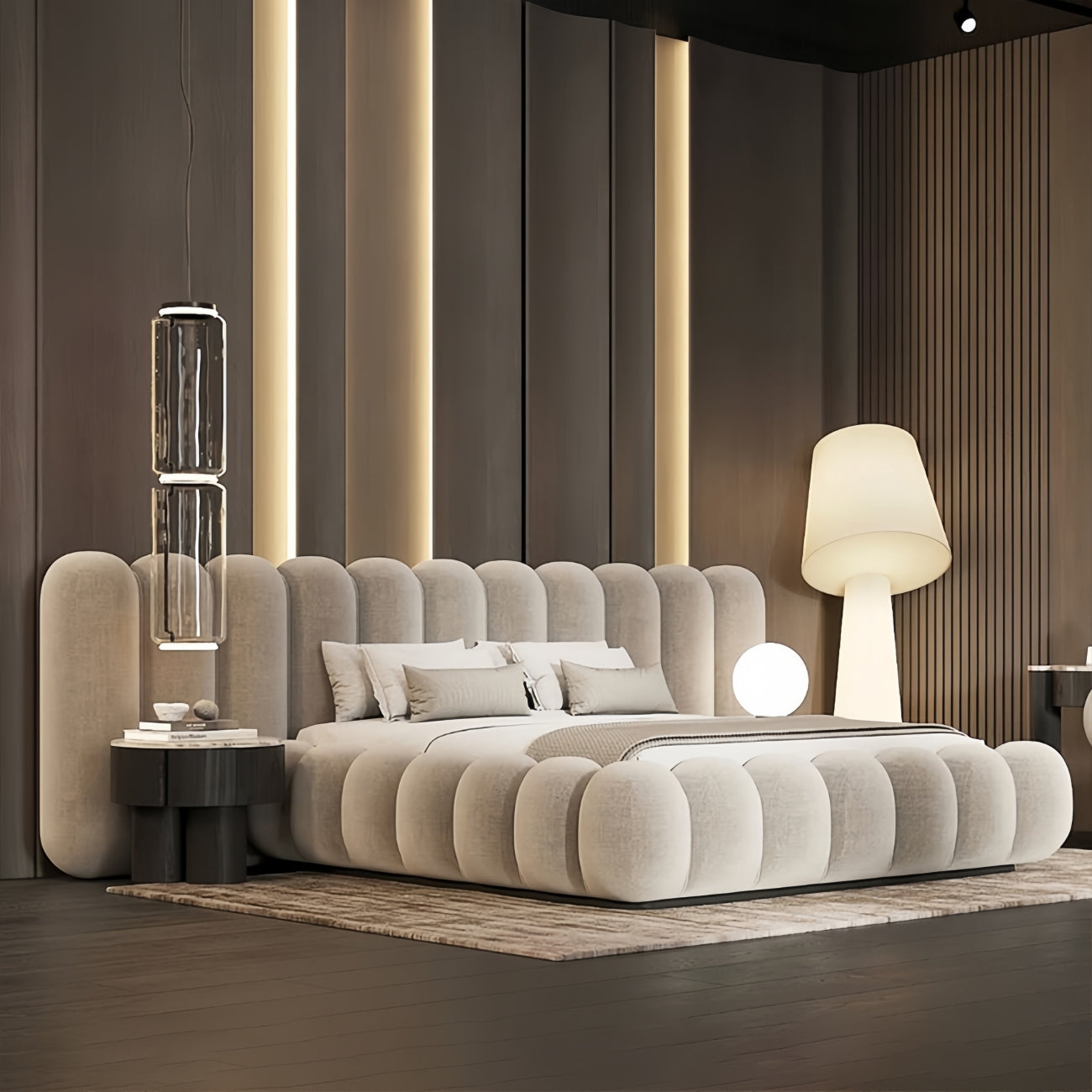 Sherpa Bed Frame Petal Cylinder Headboard